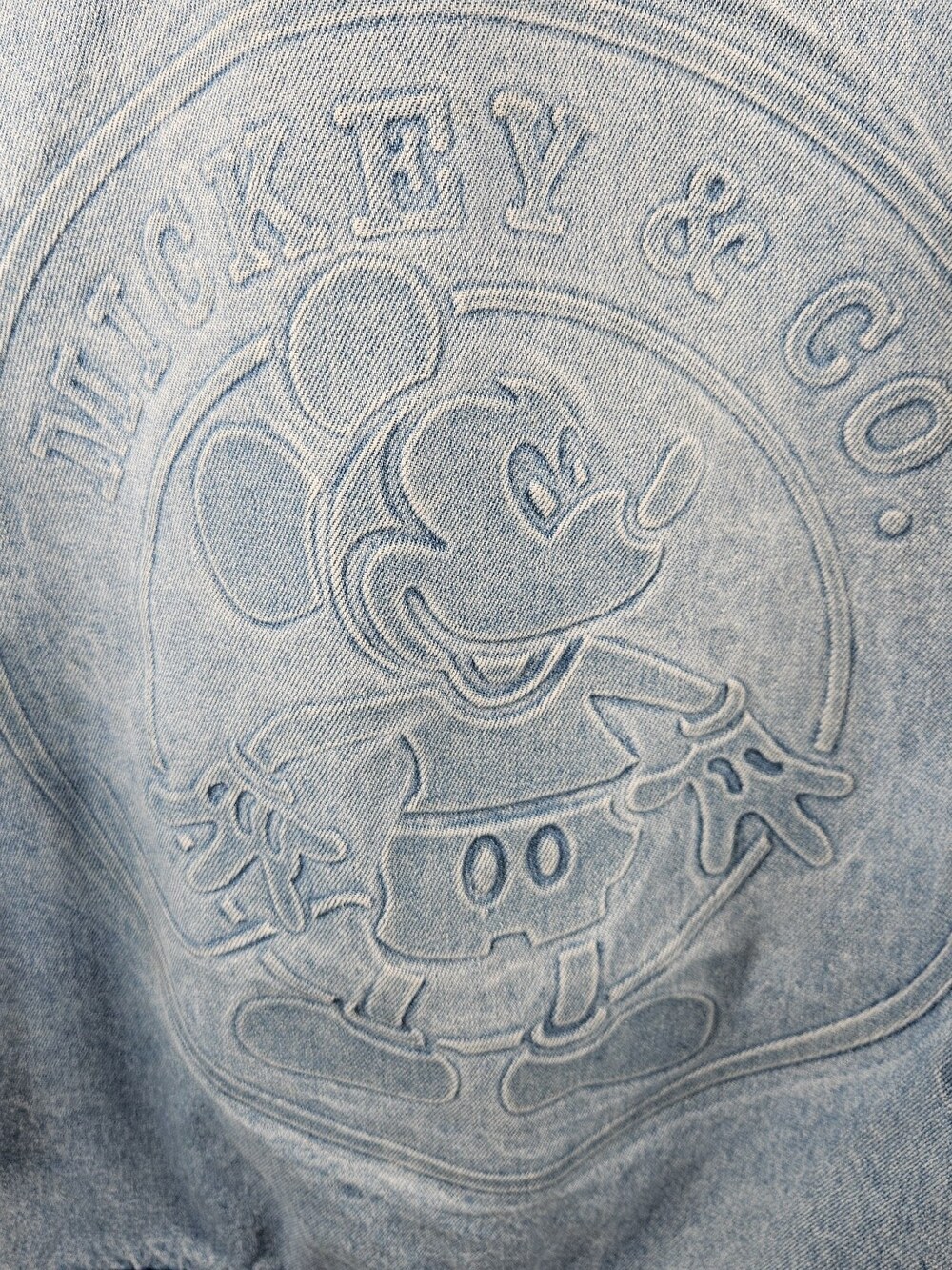 Vintage 90s Disney Denim Jacket Size Medium Blue Mickey & Co Embossed Trucker